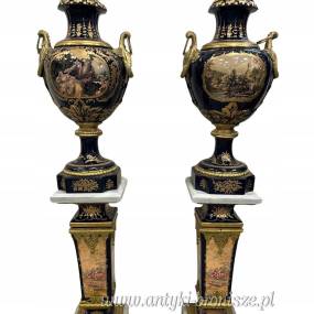 AMFORA NA POSTUMENCIE - gazon - KOBALT Z BRĄZEM