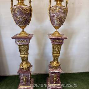 SŁUPKI MARMUROWE Z AMFORAMI unikat Bordo