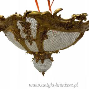UNIKATOWY Kryształowy PLAFON bogato zdobiony brązem Żyrandol