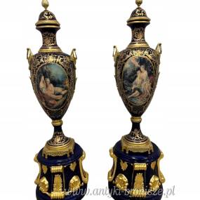 PAŁACOWE AMFORY NA PODSTAWIE - kobalt + mosiądz GAZON