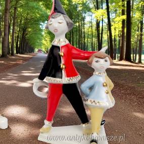 2 Klauny Arlekin Art Deco Hollohaza Węgry wys.21cm