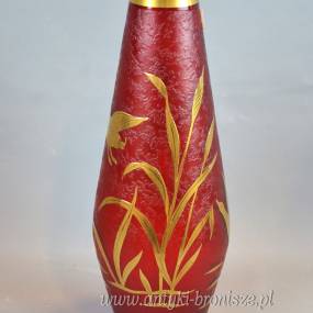 Wazon ze szkła trawionego, dzikie gęsi , wys. 30cm  początek XXw