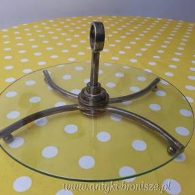 Patera "Art Déco": szklana płyta na platerowym stojaku, ze składaną raczka - poz. 6927