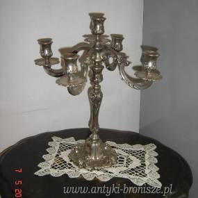 Swiecznik -kandelabr 5-ramienny z posrebrzanego metalu - poz. 3263