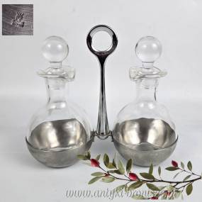 Zestaw na ocet i oliwę w stojaku szkło/ stal WMF design z XXw