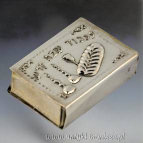 Zabytkowe etui na zapałki srebro próby 925 judaika