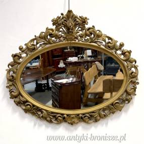 Eleganckie lustro w owalnej ramie z XIX wieku