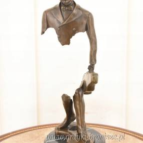 Nowoczesny Figura z Brązu - Znikający Podróżnik z Futerałem - Rzeźba Brąz