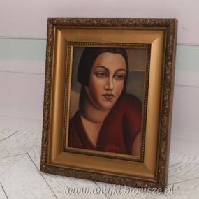 TAMARA De Łempicka - Portret Kobiety - Czerwona Suknia - Obraz Olejny