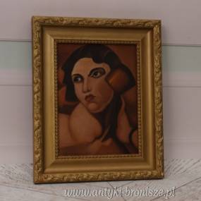 TAMARA De Łempicka - Portret Kobiety - Zielony Welon - Obraz Olejny