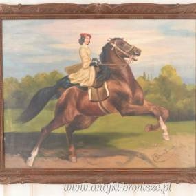 Juliusz Kossak - Arystokratka Na Koniu - Dżokejka - Polski Obraz Olejny