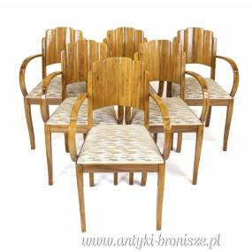 Komplet sześciu Foteli w Stylu Art-Deco, ok. 1920 rok.