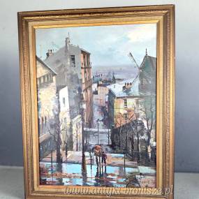 Pejzaż miejski, olej na płótnie podpisany Garhdez Paryż 73r 56/71cm